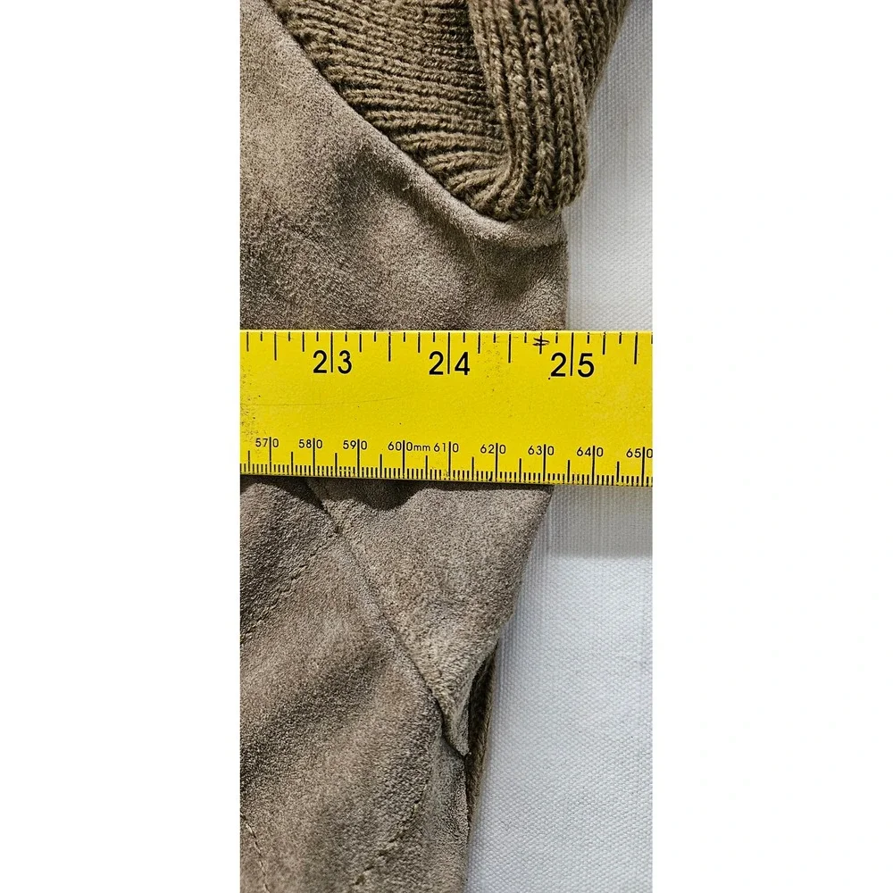 Vintage Leather Suede Knit Bomber Jacket Mens XLT Brown Full Zip Mixed Media
